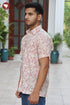 Regular Fit Cambric Cotton Men’s Half Sleeved Shirt in Floral Block Print