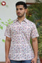 Regular Fit Cambric Cotton Men’s Half Sleeved Shirt in Floral Block Print