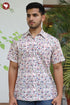 Regular Fit Cambric Cotton Men’s Half Sleeved Shirt in Floral Block Print