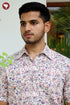 Regular Fit Cambric Cotton Men’s Half Sleeved Shirt in Floral Block Print