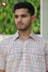 Regular Fit Cambric Cotton Men’s Half Sleeved Shirt in Geometric Block Print