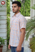 Regular Fit Cambric Cotton Men’s Half Sleeved Shirt in Geometric Block Print