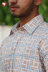 Regular Fit Cambric Cotton Men’s Half Sleeved Shirt in Geometric Block Print