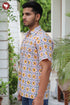 Regular Fit Cambric Cotton Men’s Half Sleeved Shirt in Aztec Block Print
