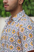 Regular Fit Cambric Cotton Men’s Half Sleeved Shirt in Aztec Block Print