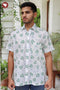 Regular Fit Cambric Cotton Men’s Half Sleeved Shirt In Block Print