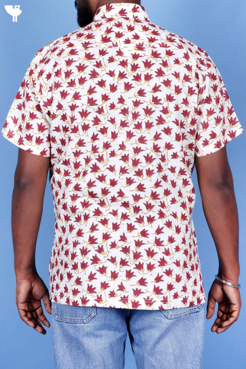 Lyocell Men’s Half Sleeved Shirt In Block Print