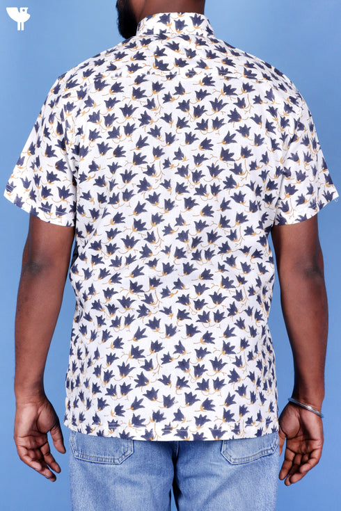 Lyocell Men’s Half Sleeved Shirt In Block Print