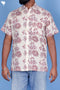 Lyocell Men’s Half Sleeved Shirt In Floral Block Print Off-White