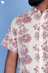 Lyocell Men’s Half Sleeved Shirt In Floral Block Print Off-White