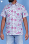 Lyocell Men’s Half Sleeved Shirt In Floral Block Print Sky Blue
