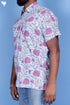 Lyocell Men’s Half Sleeved Shirt In Floral Block Print Sky Blue