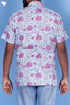 Lyocell Men’s Half Sleeved Shirt In Floral Block Print Sky Blue