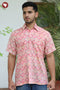 Regular Fit Lyocell Men’s Half Sleeved Shirt In Block Print