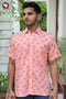 Regular Fit Lyocell Men’s Half Sleeved Shirt In Block Print