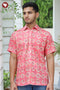 Regular Fit Lyocell Men’s Half Sleeved Shirt in Aztec Block Print
