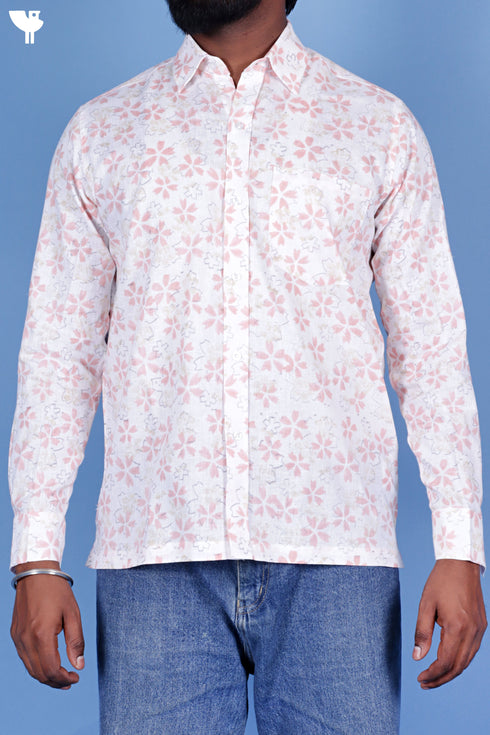 Lyocell Men’s Full Sleeved Shirt In Block Print