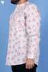 Regular Fit Cotton Men’s Short Kurta In Floral Block Print