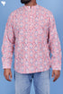 Cotton Men’s Short Kurta In Floral Block Print