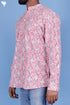 Cotton Men’s Short Kurta In Floral Block Print