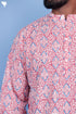 Cotton Men’s Short Kurta In Floral Block Print