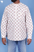 Cotton Men’s Short Kurta In Floral Block Print