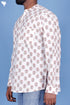 Cotton Men’s Short Kurta In Floral Block Print