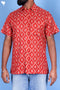 Rayon Twill Men’s Half Sleeved Shirt In Block Print Rust Red