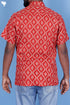 Rayon Twill Men’s Half Sleeved Shirt In Block Print Rust Red