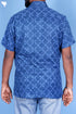 Rayon Twill Men’s Half Sleeved Shirt In Block Print Navy Blue