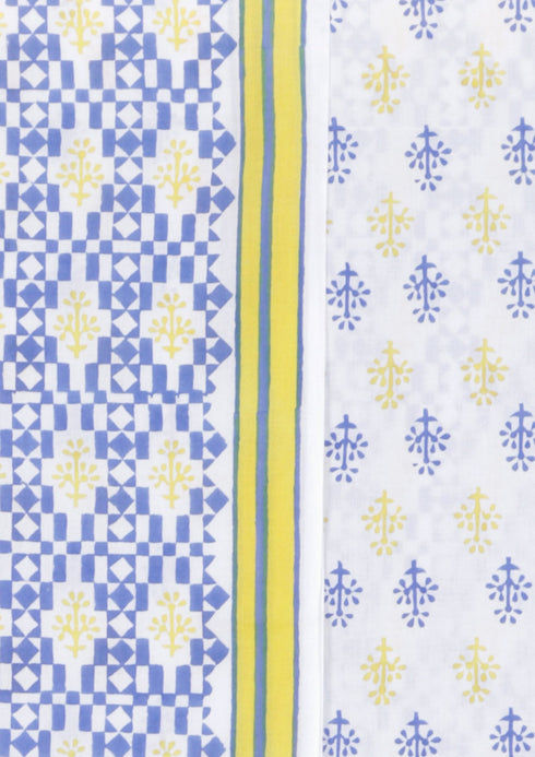 Cambric Cotton Dress Material With Kota Dupatta in Block Print