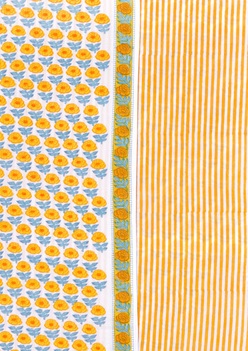 Cambric Cotton Dress Material With Kota Dupatta in Block Print