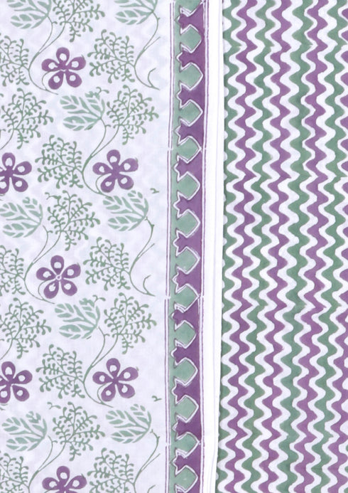 Cambric Cotton Dress Material With Kota Dupatta in Block Print