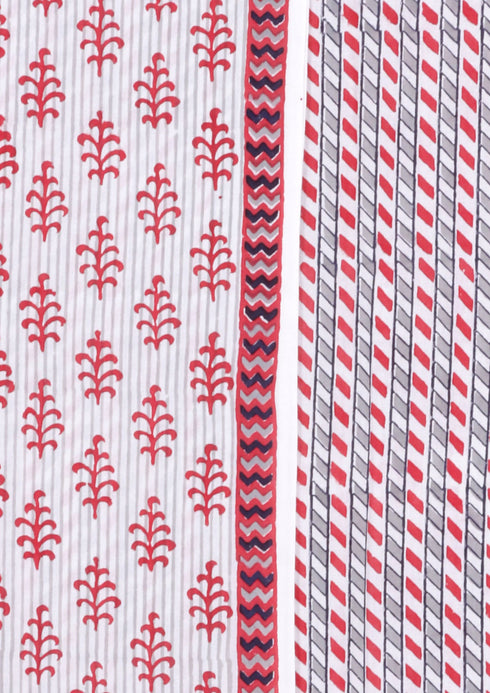 Cambric Cotton Dress Material With Kota Dupatta in Block Print