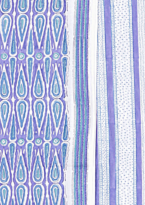 Cambric Cotton Dress Material With Kota Dupatta in Block Print