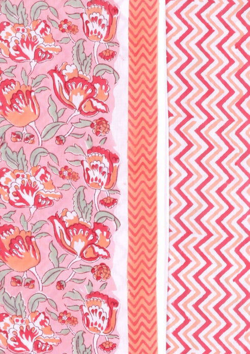 Cotton Dress Material With Kota Dupatta in Block Print