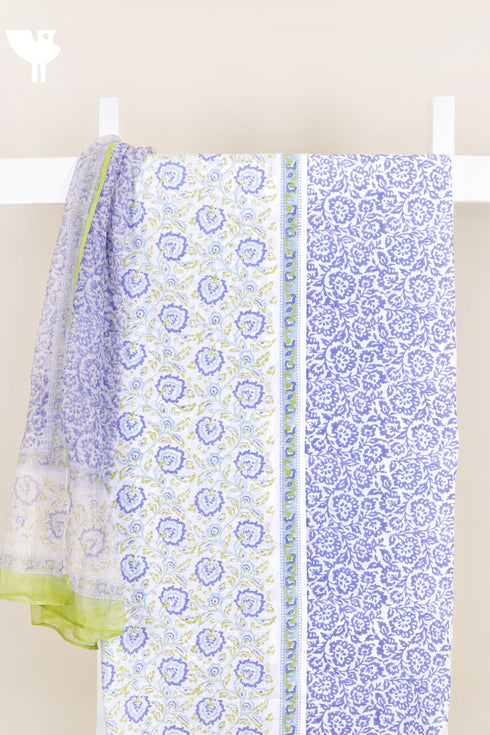 Cambric Cotton Dress Material With Kota Dupatta in Block Print