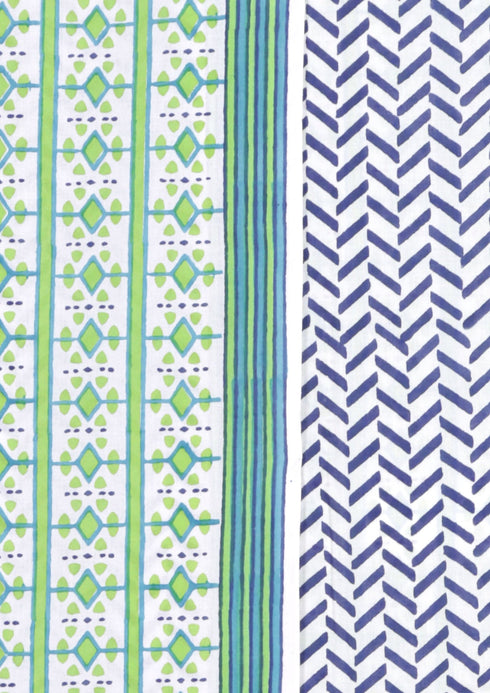 Cambric Cotton Dress Material With Kota Dupatta in Block Print