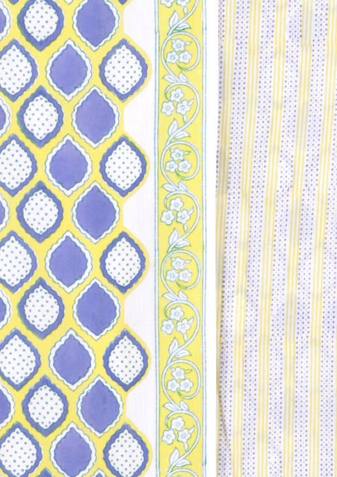 Cambric Cotton Dress Material With Kota Dupatta in Block Print