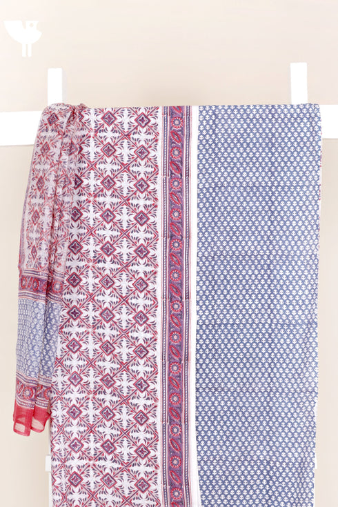 Cambric Cotton Dress Material With Kota Dupatta in Block Print