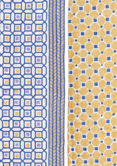 Cambric Cotton Dress Material With Kota Dupatta in Block Print