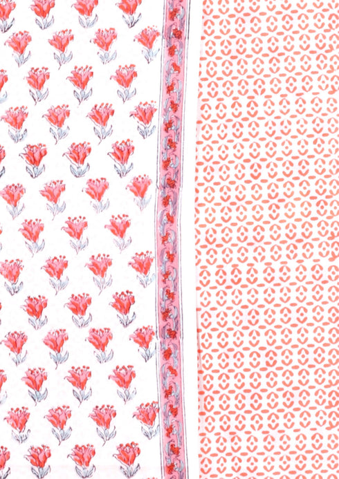 Cambric Cotton Dress Material With Kota Dupatta in Block Print