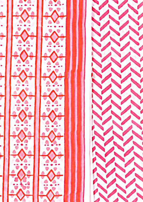 Cambric Cotton Dress Material With Kota Dupatta in Block Print