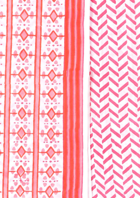 Cambric Cotton Dress Material With Kota Dupatta in Block Print