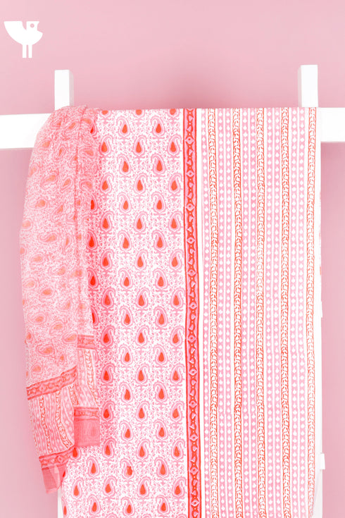 Cambric Cotton Dress Material With Kota Dupatta in Block Print