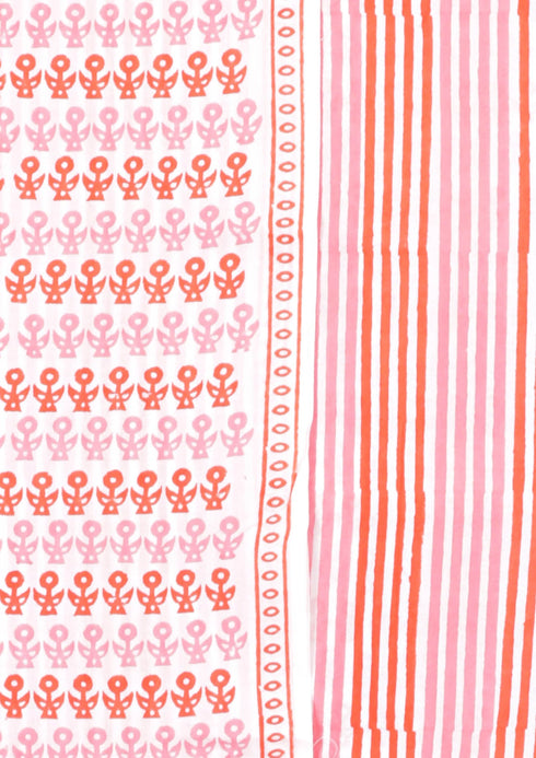 Cambric Cotton Dress Material With Kota Dupatta in Block Print