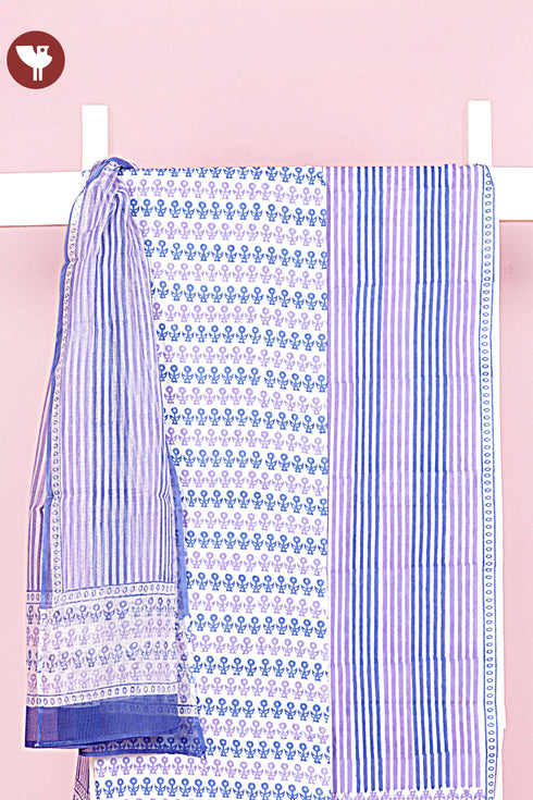 Cambric Cotton Dress Material With Kota Dupatta in Block Print