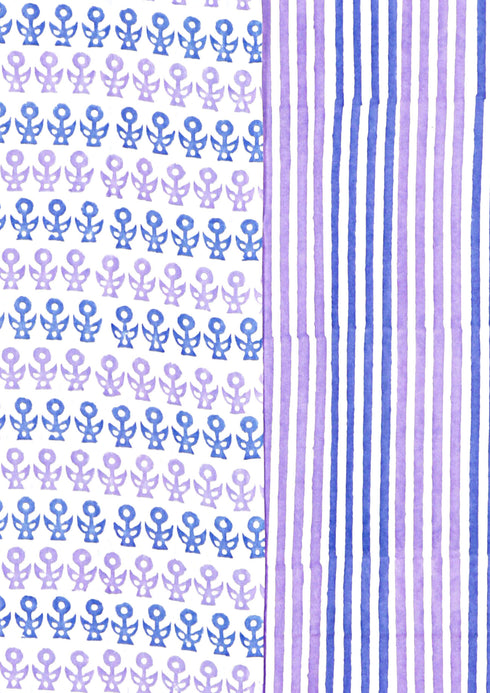 Cambric Cotton Dress Material With Kota Dupatta in Block Print