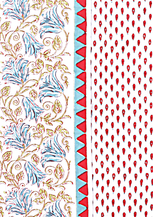 Cambric Cotton Dress Material With Kota Dupatta in Block Print