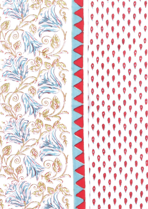 Cambric Cotton Dress Material With Kota Dupatta in Block Print